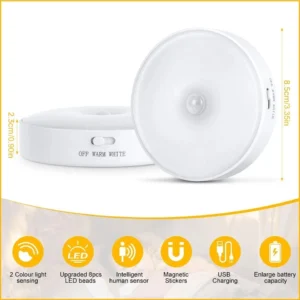 Motion Sensor LED Night Light USB Rechargeable Wall Mount Indoor Outdoor Lamp