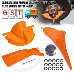 Orange Primary Oil Fill Funnel+Drip Free Oil Filter Set For Harley Touring Dyna
