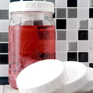 10x Kitchen Mason Jar Lids Unlined Ribbed Plastic Cup Lid Leakproof Bottle Cap